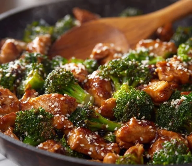 Delicious chicken broccoli stir fry served in a bowl with vibrant veggies