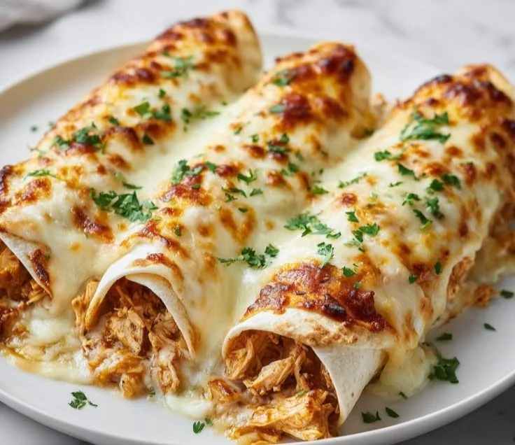 Healthy chicken enchiladas with fresh ingredients and colorful toppings
