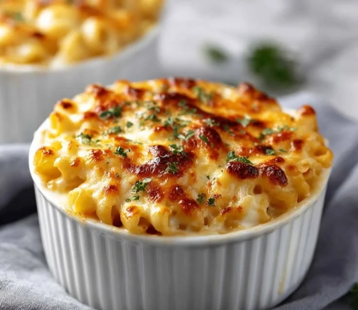 High protein cottage cheese mac and cheese served in a bowl