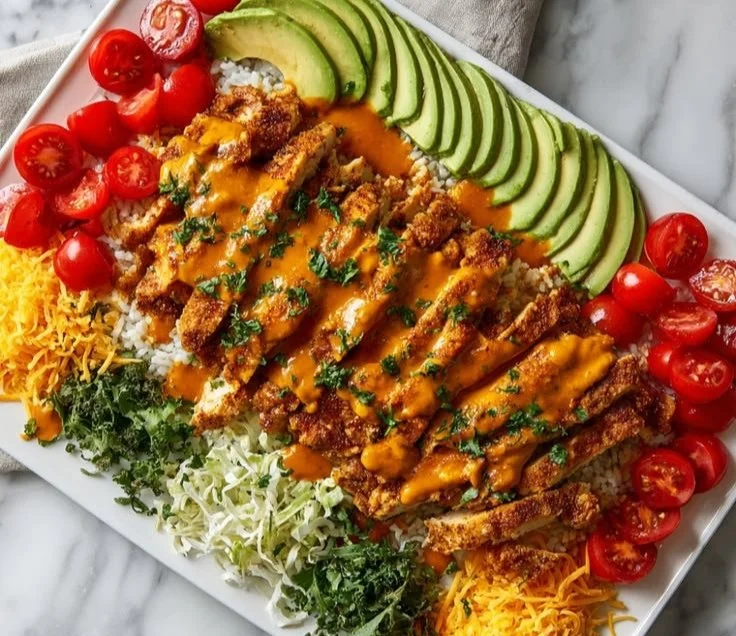 High Protein Cowboy Butter Chicken Bowl with fresh ingredients and spices.