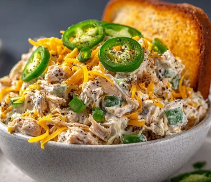 Jalapeno Popper Chicken Salad with fresh ingredients and zesty flavors
