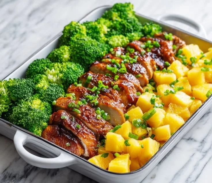 Delicious Pineapple Chicken Sheet Pan Meal with vibrant vegetables and pineapple