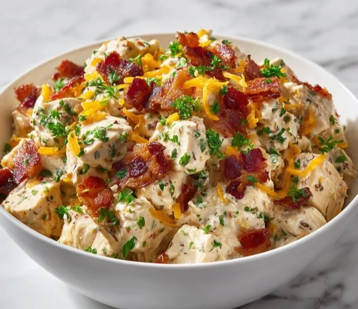 Protein packed carnivore chicken salad with fresh ingredients and chicken.
