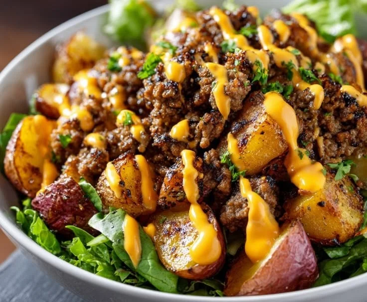 Savory Smash Burger Bowl with fresh ingredients and tasty toppings