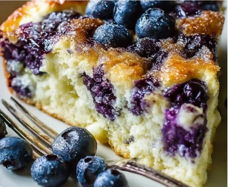 Blueberry sunrise breakfast bake with cottage cheese served on a plate