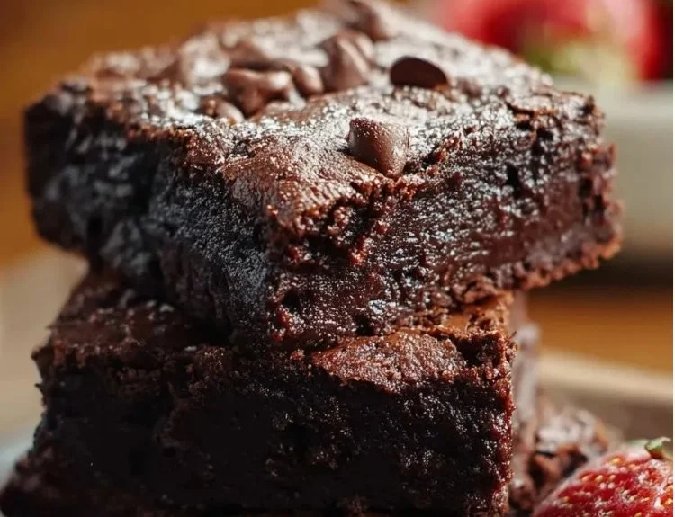 Fudgy brownies made with Greek yogurt and protein, showcasing moist chocolate goodness.