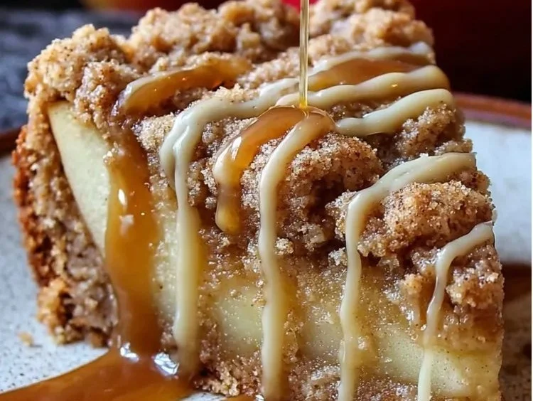 Healthy apple crumble cake with oat topping, perfect cozy dessert