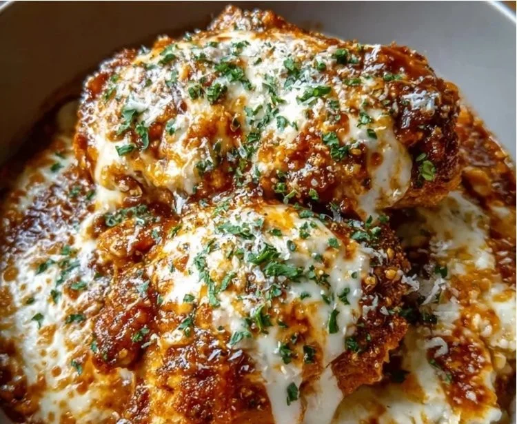 High-Protein Chicken Parm Bowl served in a dish