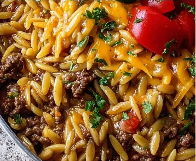 40g Protein Orzo Dinner with ingredients and cooking steps