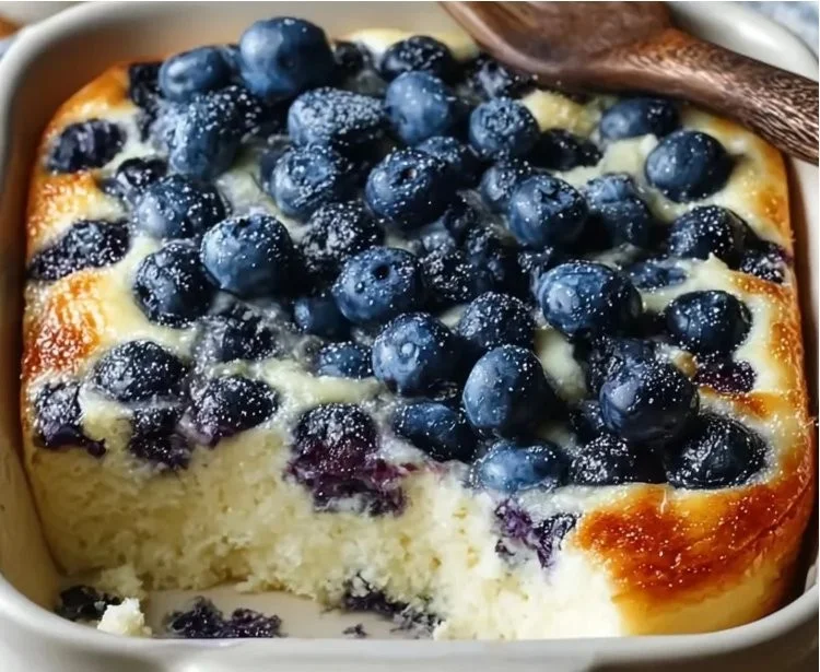 Protein-packed blueberry cottage cheese bake with fresh blueberries and cottage cheese