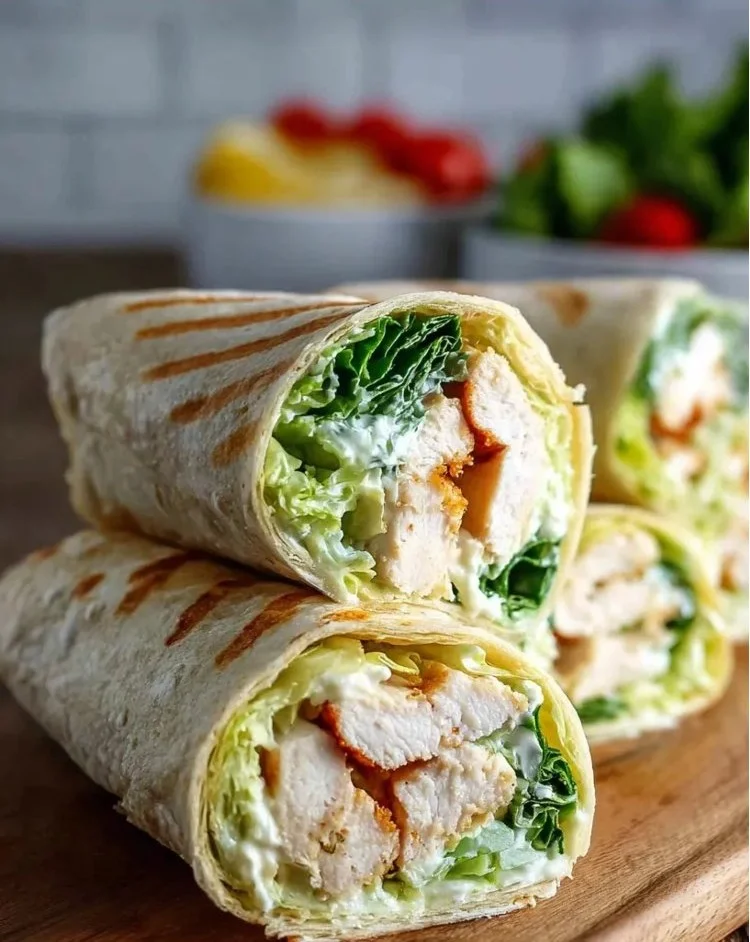 High-protein chicken caesar wraps prepared in 25 minutes